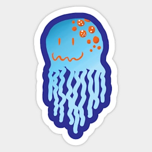 Cute Awkward Smiling Jellyfish with Orange Spots Sticker